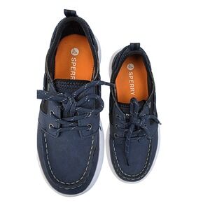 Sperry Kids Navy Blue Boat Shoes Lace Up Boys Girls Size Little